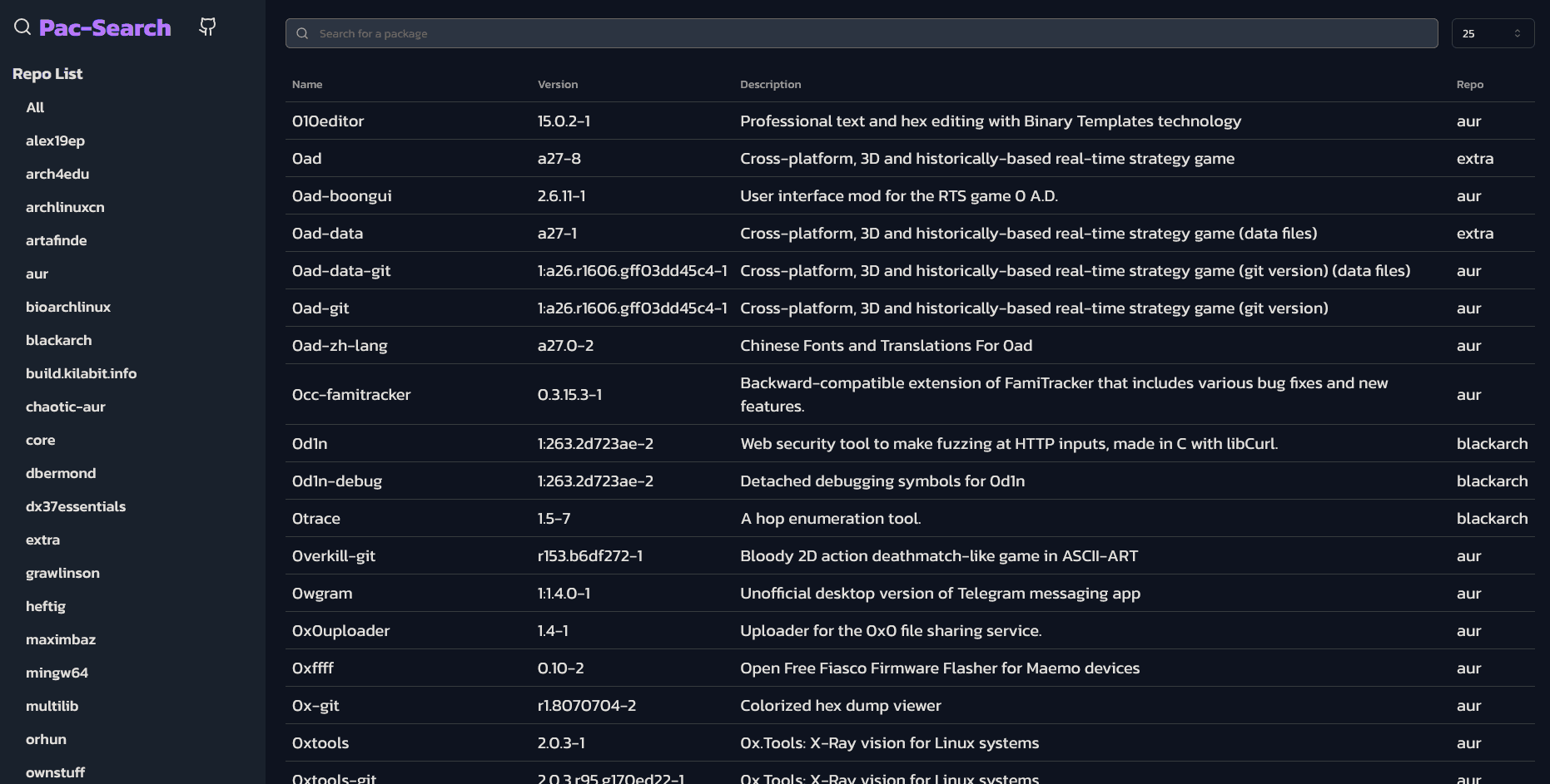 Pacsearch - Pacman Package Finder